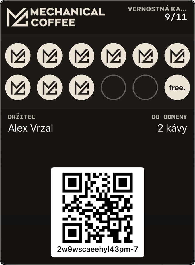 Vernostná karta kaviarne v Apple Wallet